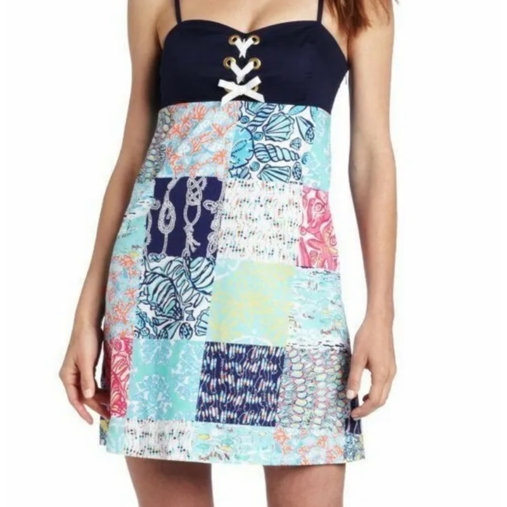 Lilly Pulitzer Rilee Dress Multi Sailor Patch Size 6